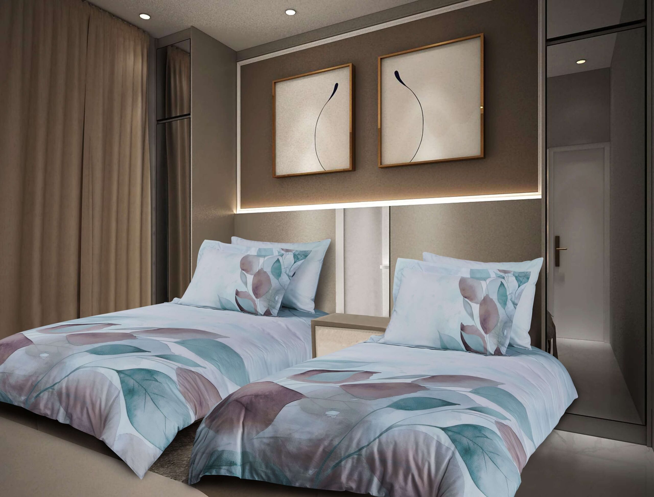 דגם טוליפ עלים חום ירוק-027