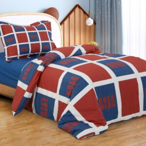 מצעים לילדים משובץ כחול בורדו