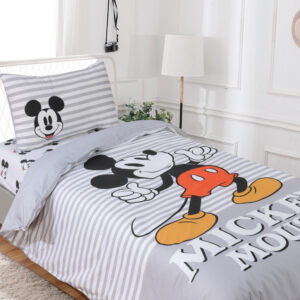 סט מיקי אפור פסים 100% כותנה